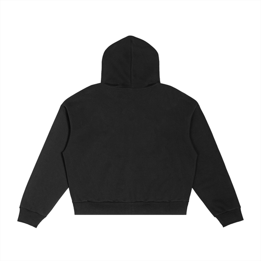 Contrast Plaid Boxy Zip Hoodie — AMBA
