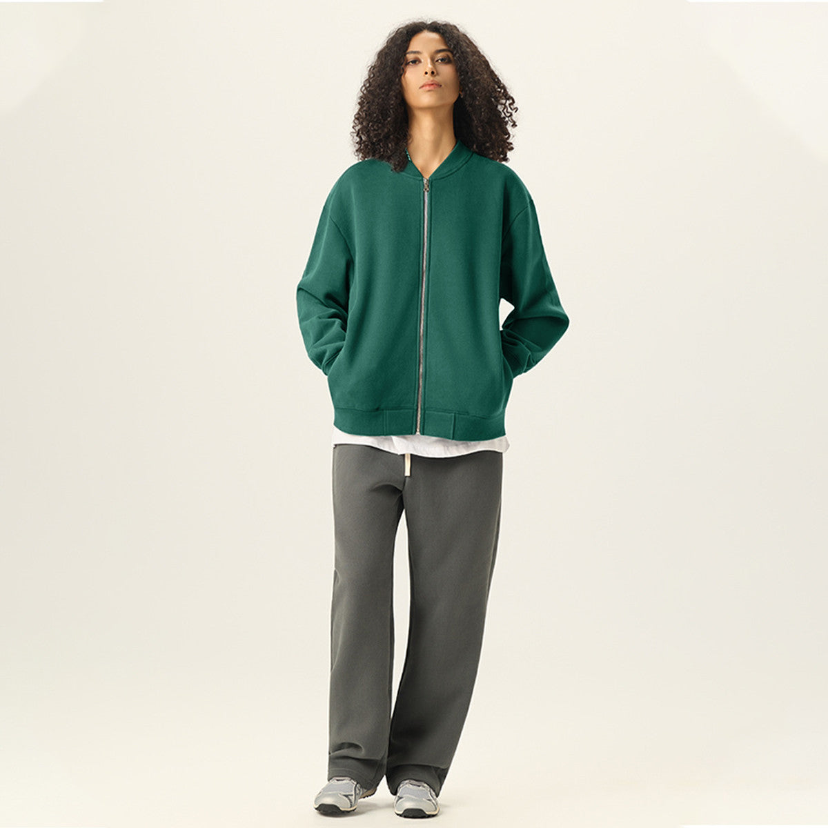 Unisex Fleece Zip-Up Baseball Jacket(360GSM)