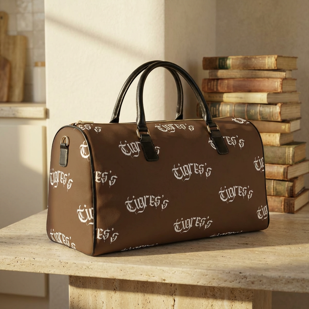 Leather Travel Bag — Monogram 'Tigres' Brown Duffle