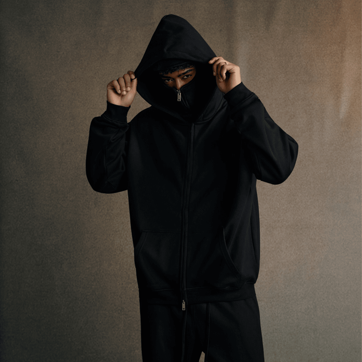 A8 Windproof Sports Zip-up Hoodie with Built-in Face Mask