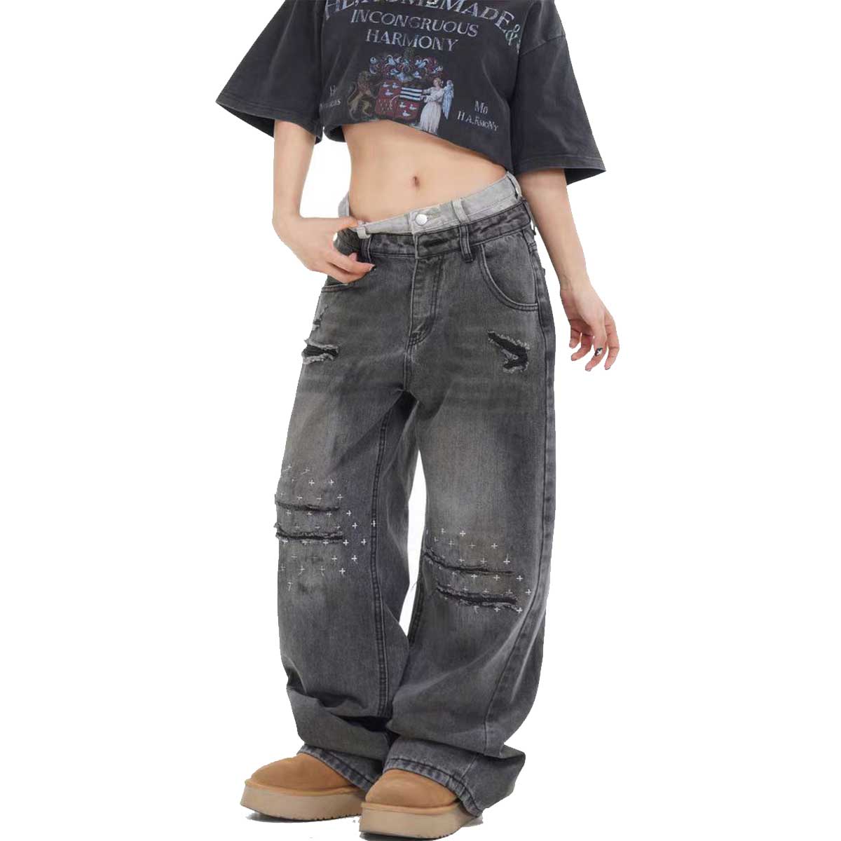 Vintage - inspired Street - style Women's Ripped Jeans